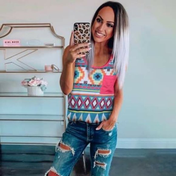 In the Daisy's Tops - Aztec print tank top NWOT